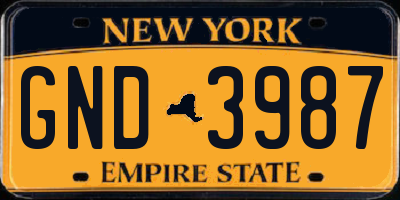 NY license plate GND3987