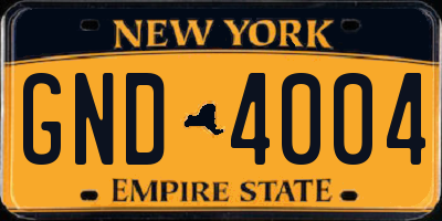 NY license plate GND4004