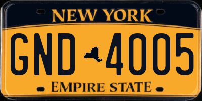 NY license plate GND4005