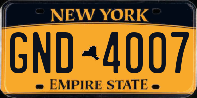 NY license plate GND4007