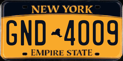 NY license plate GND4009