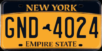 NY license plate GND4024