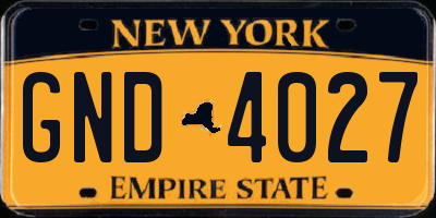 NY license plate GND4027