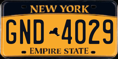 NY license plate GND4029
