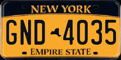 NY license plate GND4035