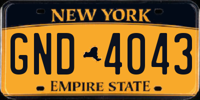 NY license plate GND4043