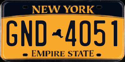 NY license plate GND4051