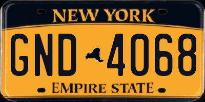 NY license plate GND4068