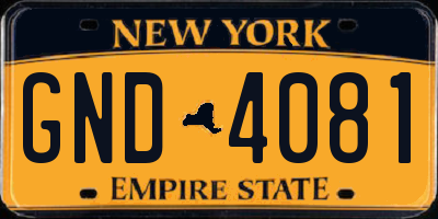 NY license plate GND4081