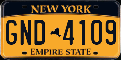 NY license plate GND4109