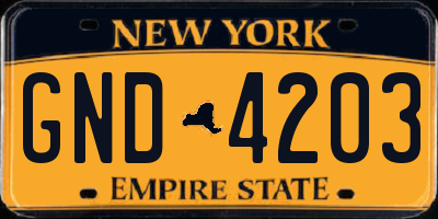NY license plate GND4203