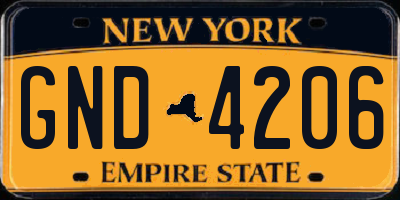 NY license plate GND4206