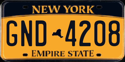 NY license plate GND4208