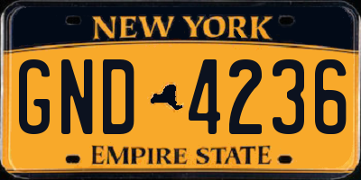 NY license plate GND4236