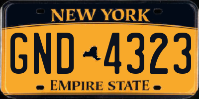 NY license plate GND4323