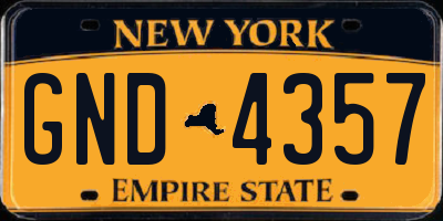 NY license plate GND4357
