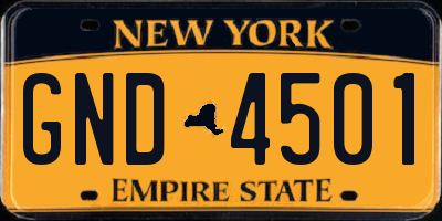 NY license plate GND4501