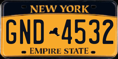 NY license plate GND4532
