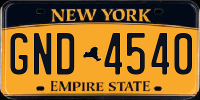 NY license plate GND4540