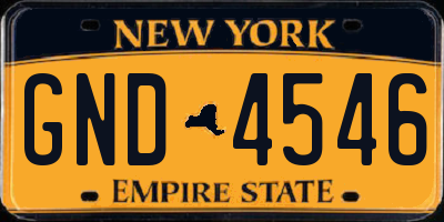 NY license plate GND4546