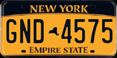 NY license plate GND4575