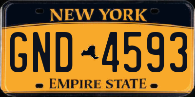 NY license plate GND4593