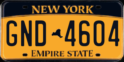 NY license plate GND4604