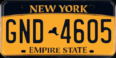 NY license plate GND4605