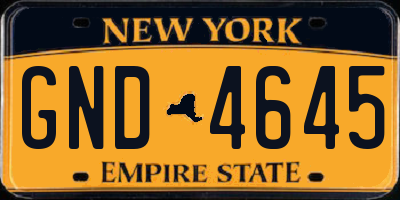 NY license plate GND4645
