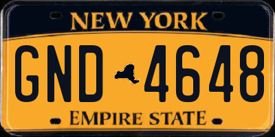 NY license plate GND4648
