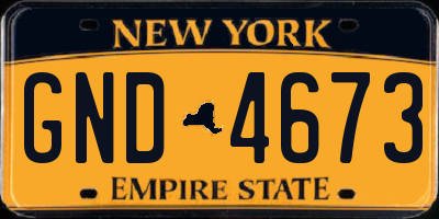 NY license plate GND4673