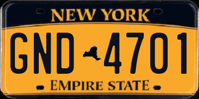 NY license plate GND4701