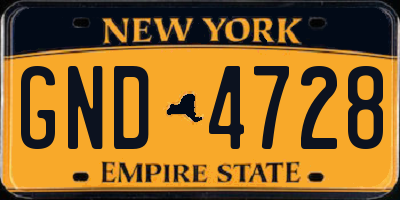 NY license plate GND4728