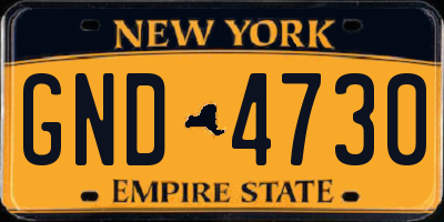 NY license plate GND4730
