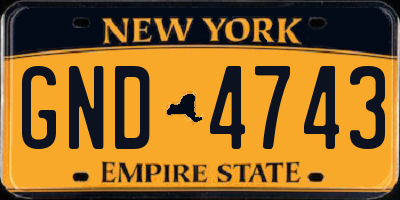 NY license plate GND4743