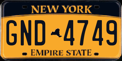 NY license plate GND4749