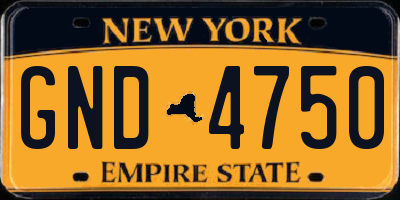 NY license plate GND4750
