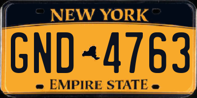 NY license plate GND4763