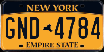 NY license plate GND4784