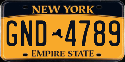 NY license plate GND4789
