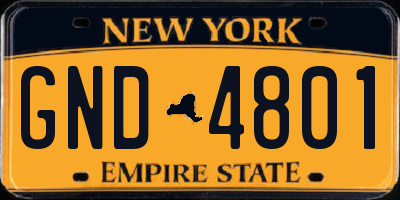NY license plate GND4801