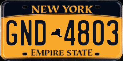 NY license plate GND4803