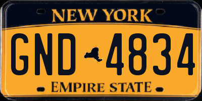NY license plate GND4834