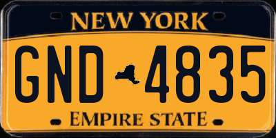 NY license plate GND4835