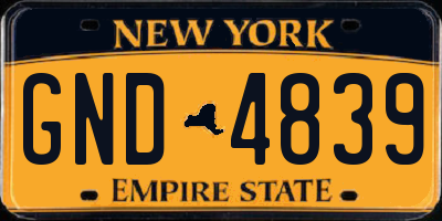 NY license plate GND4839