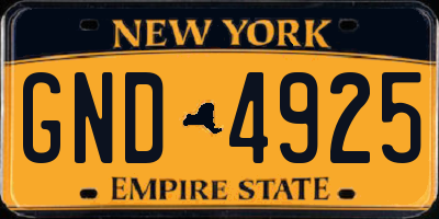 NY license plate GND4925