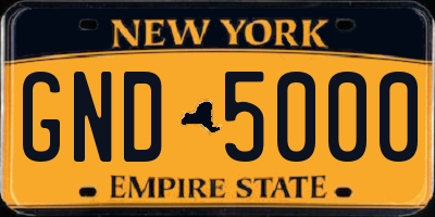 NY license plate GND5000