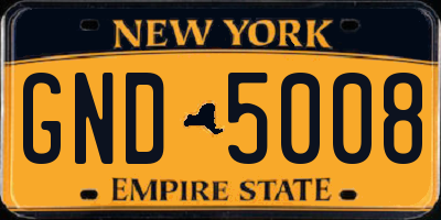 NY license plate GND5008