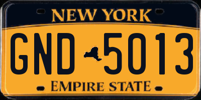 NY license plate GND5013