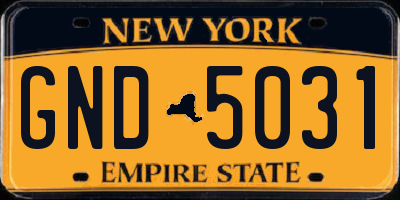NY license plate GND5031